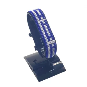 Greece Flag Bracelet Adjustable handcrafted with beadwork in the colors of the Greece flag.