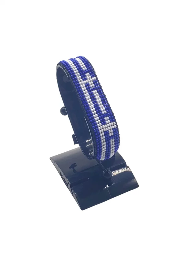 Greece Flag Bracelet Adjustable handcrafted with beadwork in the colors of the Greece flag.