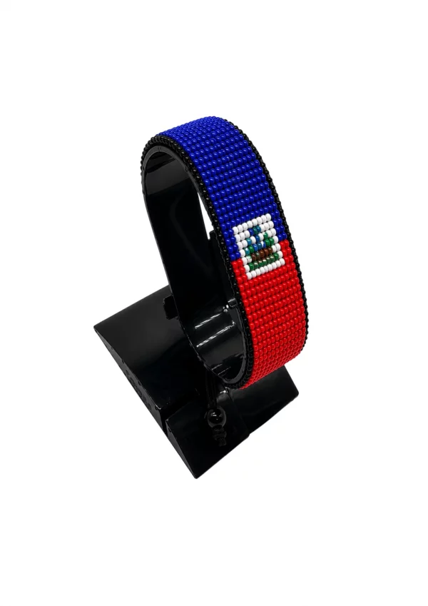Haiti Flag Bracelet Adjustable handcrafted with beadwork in the colors of the Haiti flag.