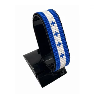 Honduras Flag Bracelet Adjustable handcrafted with beadwork in the colors of the Honduras flag.