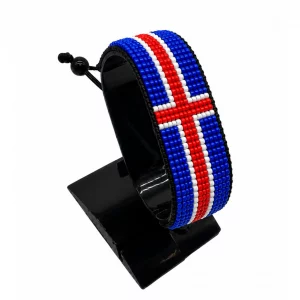 Iceland Flag Bracelet Adjustable handcrafted with beadwork in the colors of the Iceland flag.