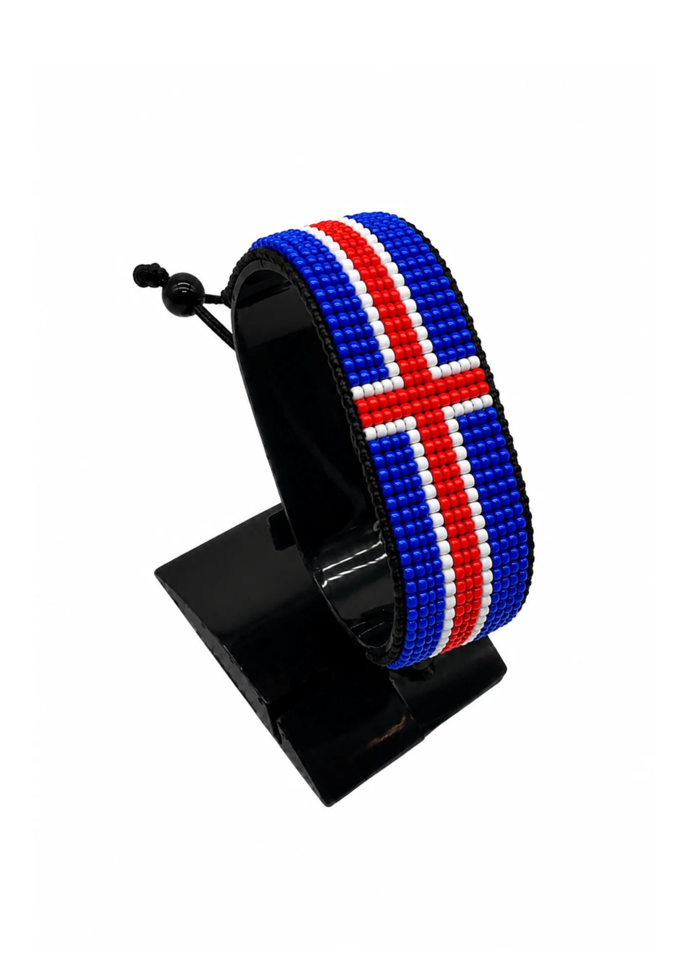 Iceland Flag Bracelet Adjustable handcrafted with beadwork in the colors of the Iceland flag.