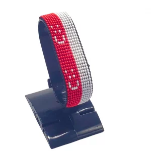 Indonesia Flag Bracelet Adjustable handcrafted with beadwork in the colors of the Indonesia flag.