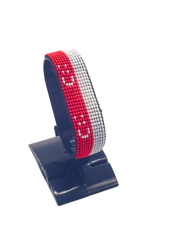 Indonesia Flag Bracelet Adjustable handcrafted with beadwork in the colors of the Indonesia flag.