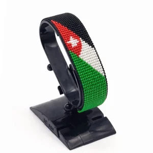 Jordan Flag Bracelet Adjustable handcrafted with beadwork in the colors of the Jordan flag.