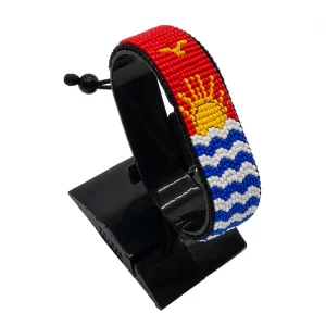 Kiribati Flag Bracelet Adjustable handcrafted with beadwork in the colors of the Kiribati flag.