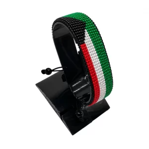 Kuwait Flag Bracelet Adjustable handcrafted with beadwork in the colors of the Kuwait flag.