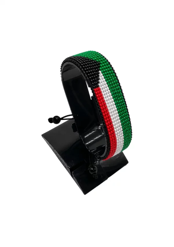 Kuwait Flag Bracelet Adjustable handcrafted with beadwork in the colors of the Kuwait flag.