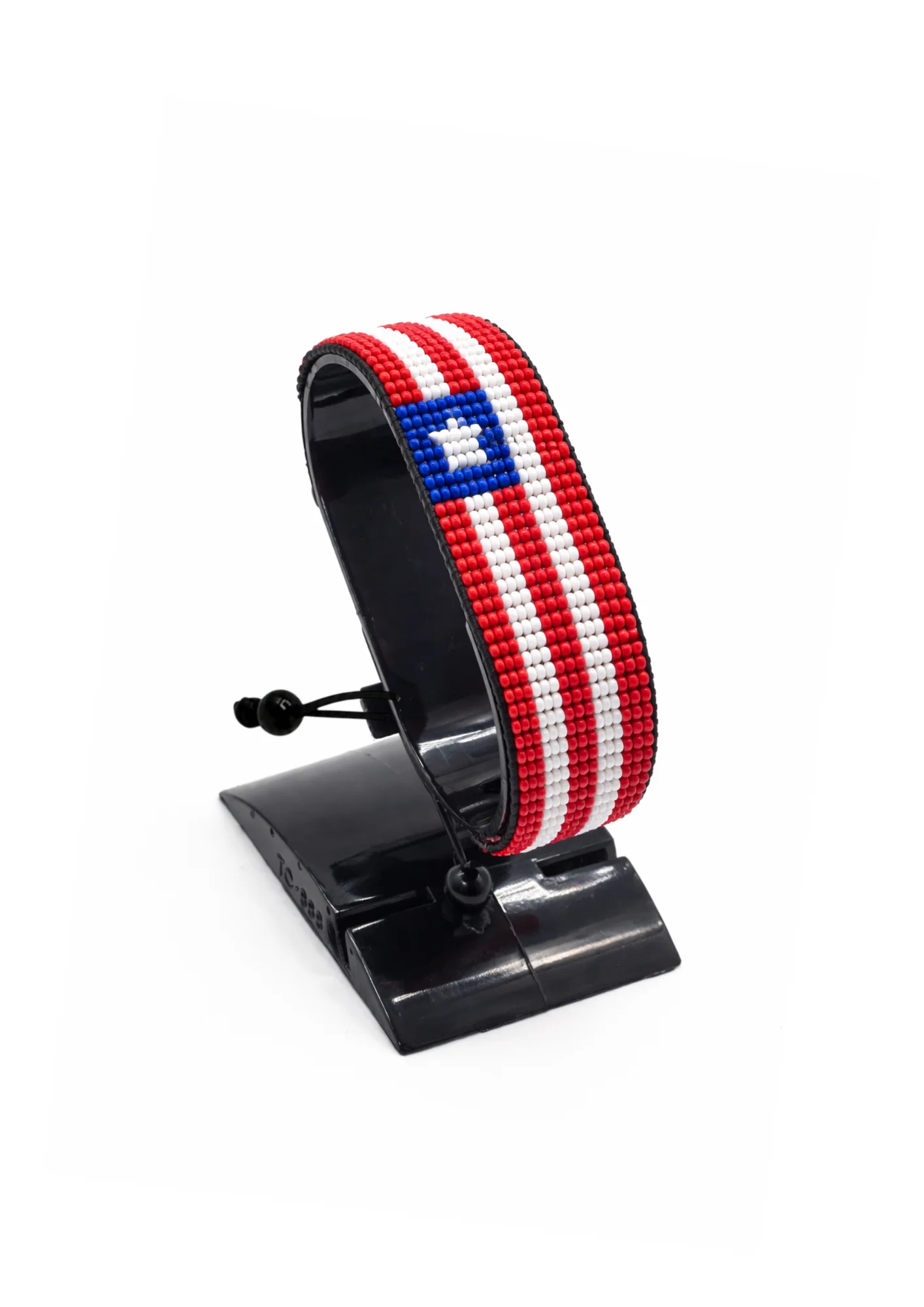 Liberia Flag Bracelet Adjustable handcrafted with beadwork in the colors of the Liberia flag.