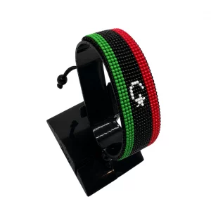 Libya Flag Bracelet Adjustable handcrafted with beadwork in the colors of the Libya flag.