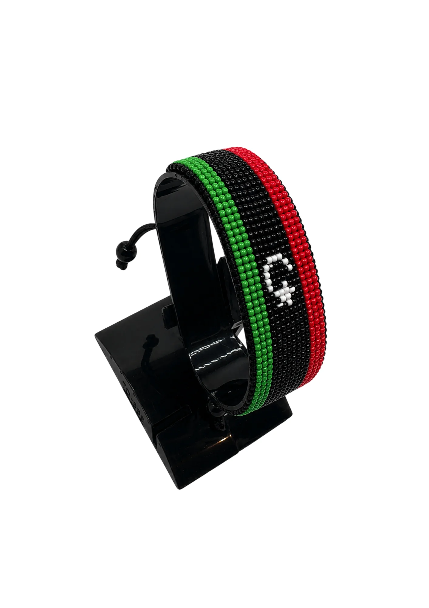 Libya Flag Bracelet Adjustable handcrafted with beadwork in the colors of the Libya flag.