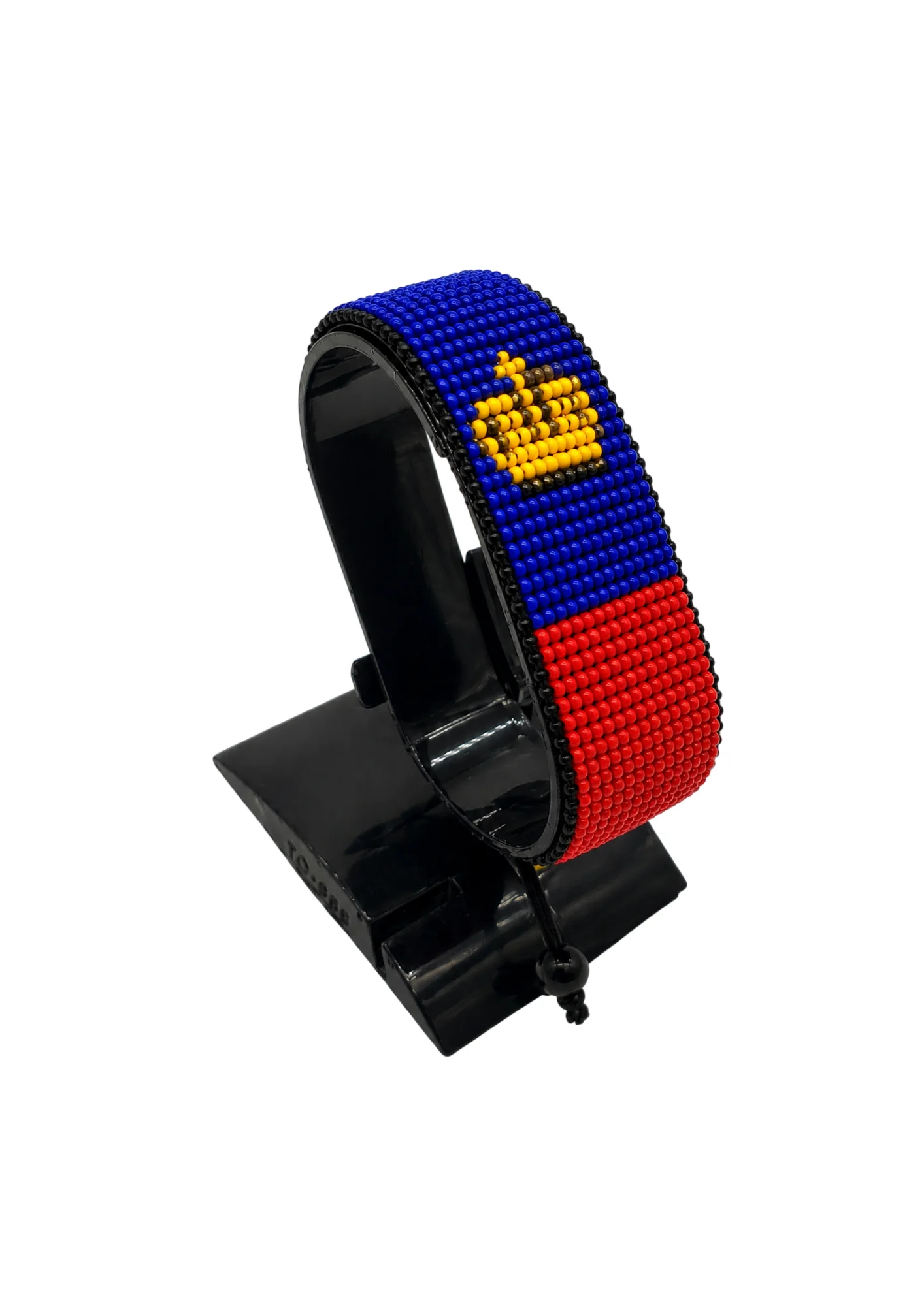 Liechtenstein Flag Bracelet Adjustable handcrafted with beadwork in the colors of the Liechtenstein flag.