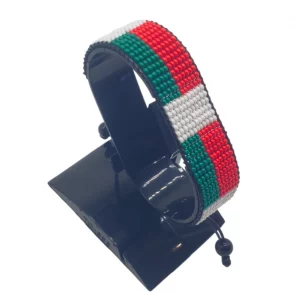 Madagascar Flag Bracelet Adjustable handcrafted with beadwork in the colors of the Madagascar flag.