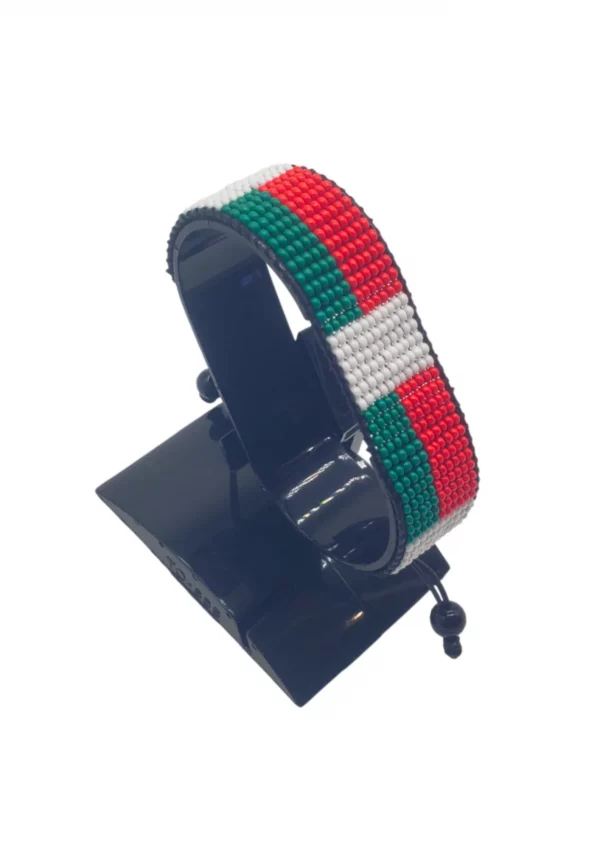 Madagascar Flag Bracelet Adjustable handcrafted with beadwork in the colors of the Madagascar flag.