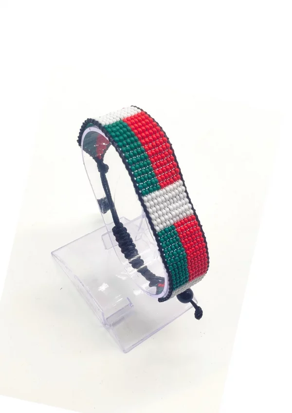 Madagascar Flag Bracelet Adjustable handcrafted with beadwork in the colors of the Madagascar flag.