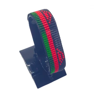 Malawi Flag Bracelet Adjustable handcrafted with beadwork in the colors of the Malawi flag.