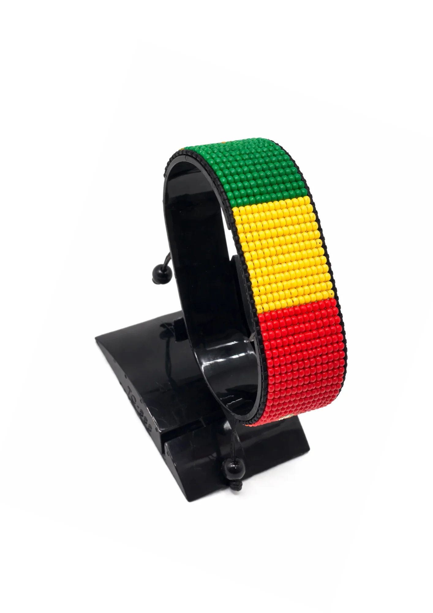 Mali Flag Bracelet Adjustable handcrafted with beadwork in the colors of the Mali flag.