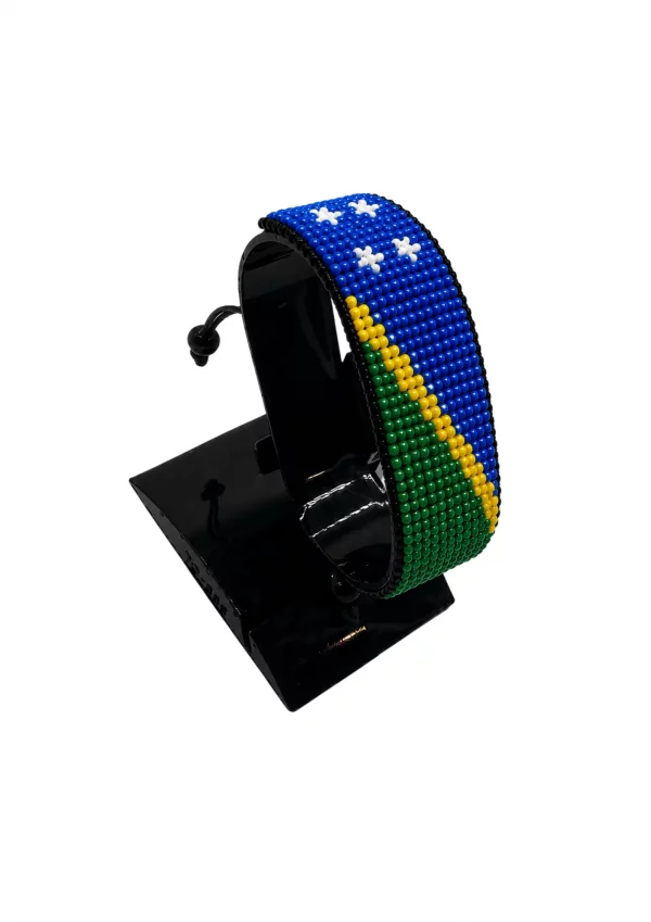 Marshall Islands Flag Bracelet Adjustable handcrafted with beadwork in the colors of the Marshall Islands flag.