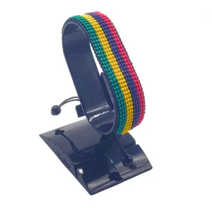 Mauritius Flag Bracelet Adjustable handcrafted with beadwork in the colors of the Mauritius flag.