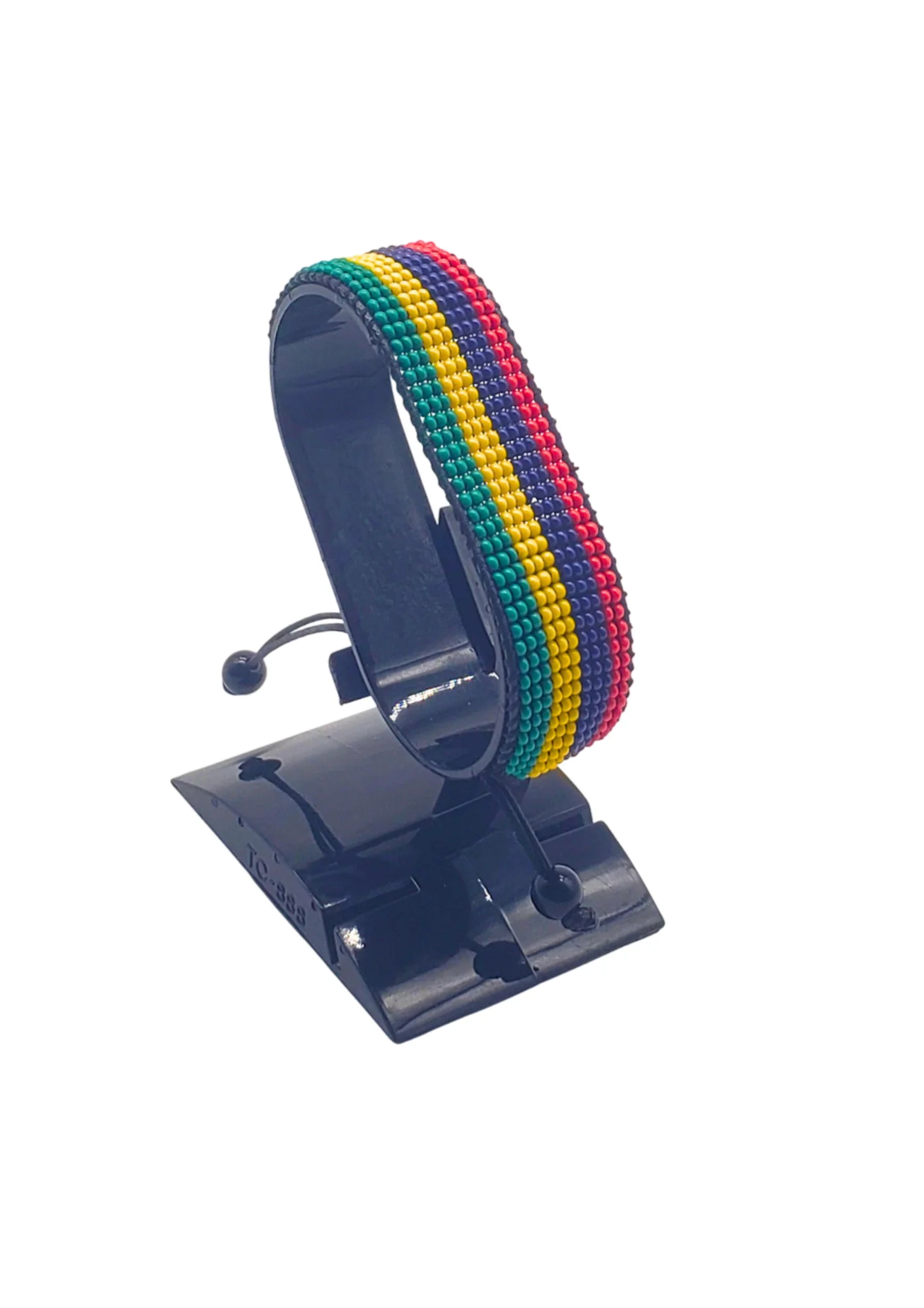 Mauritius Flag Bracelet Adjustable handcrafted with beadwork in the colors of the Mauritius flag.