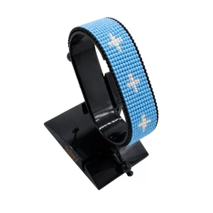 Micronesia Flag Bracelet Adjustable handcrafted with beadwork in the colors of the Micronesia flag.