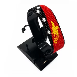 Papua New Guinea Flag Bracelet Adjustable handcrafted with beadwork in the colors of the Papua New Guinea flag.