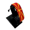 North Macedonia Flag Bracelet Adjustable handcrafted with beadwork in the colors of the North Macedonia flag.
