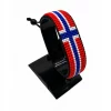 Norway Flag Bracelet Adjustable handcrafted with beadwork in the colors of the Norway flag.