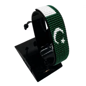 Pakistan Flag Bracelet Adjustable handcrafted with beadwork in the colors of the Pakistan flag.