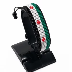 Syria Flag Bracelet Adjustable handcrafted with beadwork in the colors of the Palestine flag.