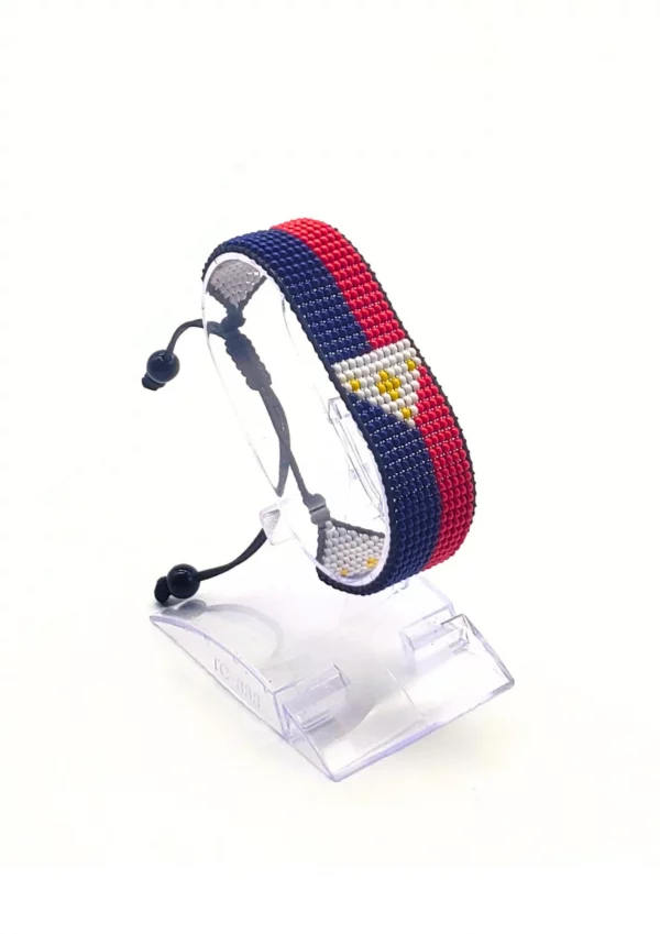 Philippines Flag Bracelet Adjustable handcrafted with beadwork in the colors of the Philippines flag.