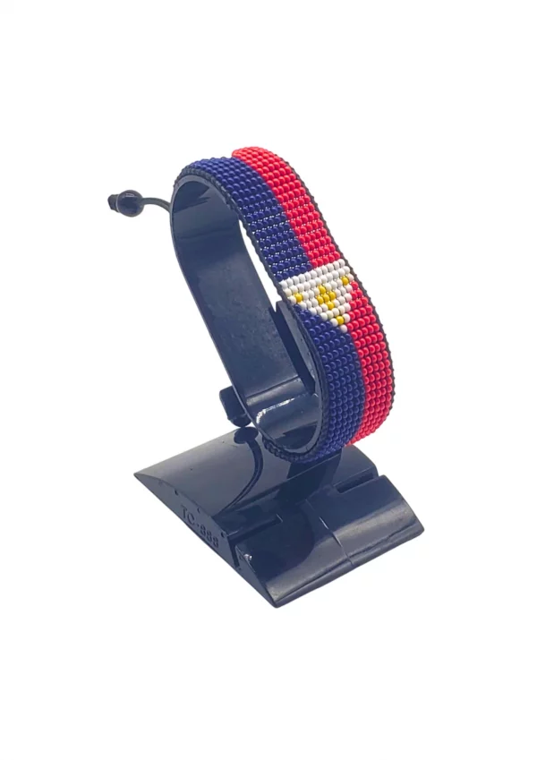 Philippines Flag Bracelet Adjustable handcrafted with beadwork in the colors of the Philippines flag.