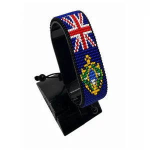 Pitcairn Islands Flag Bracelet Adjustable handcrafted with beadwork in the colors of the Pitcairn Islands flag.