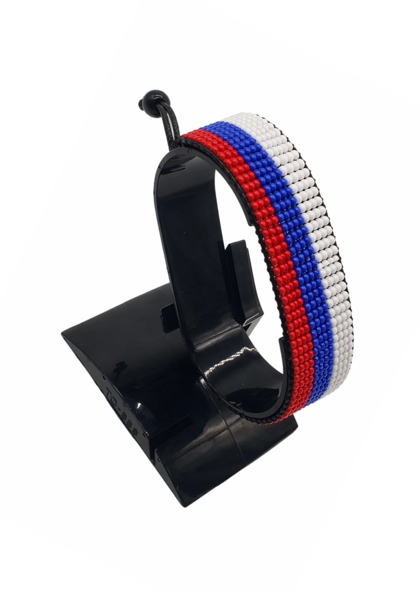 Russia Flag Bracelet Adjustable handcrafted with beadwork in the colors of the Russia flag.