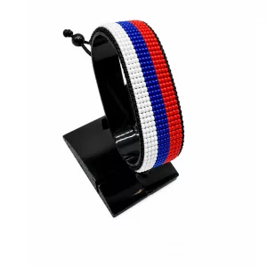 Russia Flag Bracelet Adjustable handcrafted with beadwork in the colors of the Russia flag.