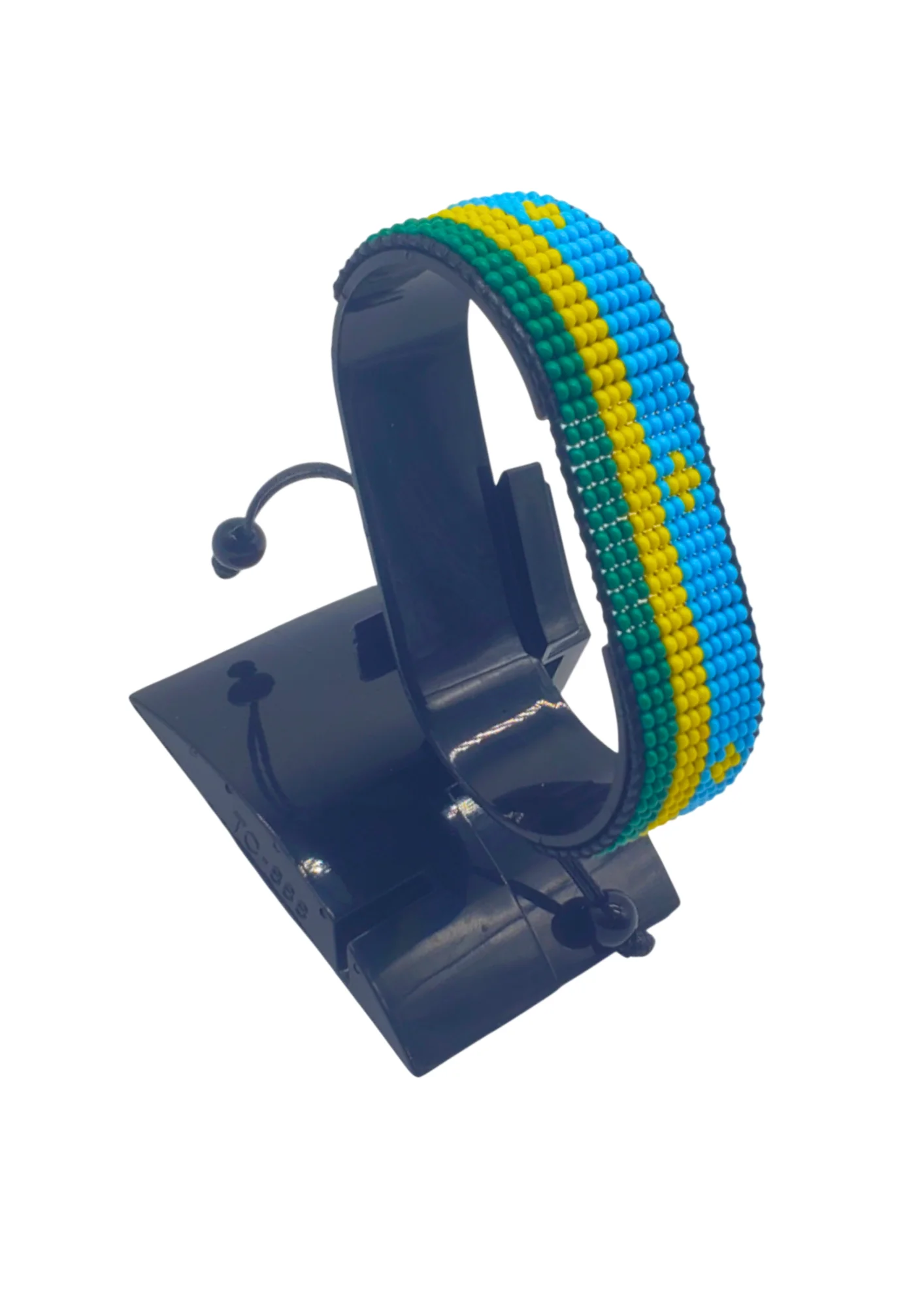 Rwanda Flag Bracelet Adjustable handcrafted with beadwork in the colors of the Rwanda flag.