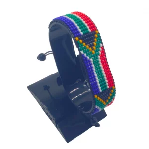 South Africa Flag Bracelet Adjustable handcrafted with beadwork in the colors of the South Africa flag.