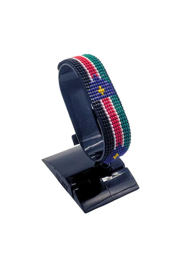 South Sudan Flag Bracelet Adjustable handcrafted with beadwork in the colors of the South Sudan flag.