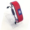 Taiwan Flag Bracelet Adjustable handcrafted with beadwork in the colors of the Taiwan flag.