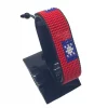 Taiwan Flag Bracelet Adjustable handcrafted with beadwork in the colors of the Taiwan flag.