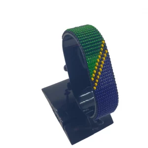 Tanzania Flag Bracelet Adjustable handcrafted with beadwork in the colors of the Tanzania flag.