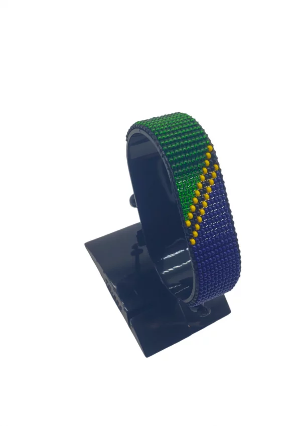 Tanzania Flag Bracelet Adjustable handcrafted with beadwork in the colors of the Tanzania flag.
