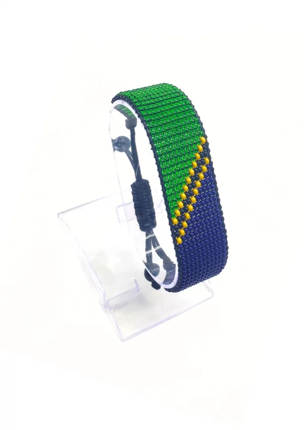 Tanzania Flag Bracelet Adjustable handcrafted with beadwork in the colors of the Tanzania flag.