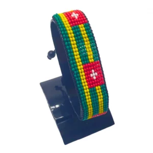 Togo Flag Bracelet Adjustable handcrafted with beadwork in the colors of the Togo flag.