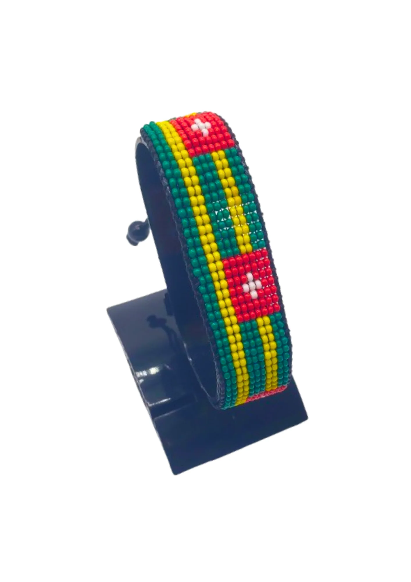Togo Flag Bracelet Adjustable handcrafted with beadwork in the colors of the Togo flag.