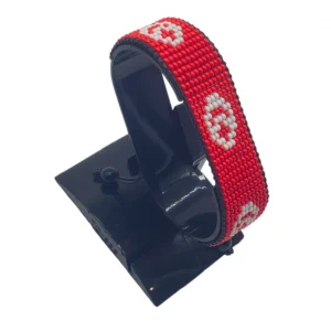 Tunisia Flag Bracelet Adjustable handcrafted with beadwork in the colors of the Tunisia flag.