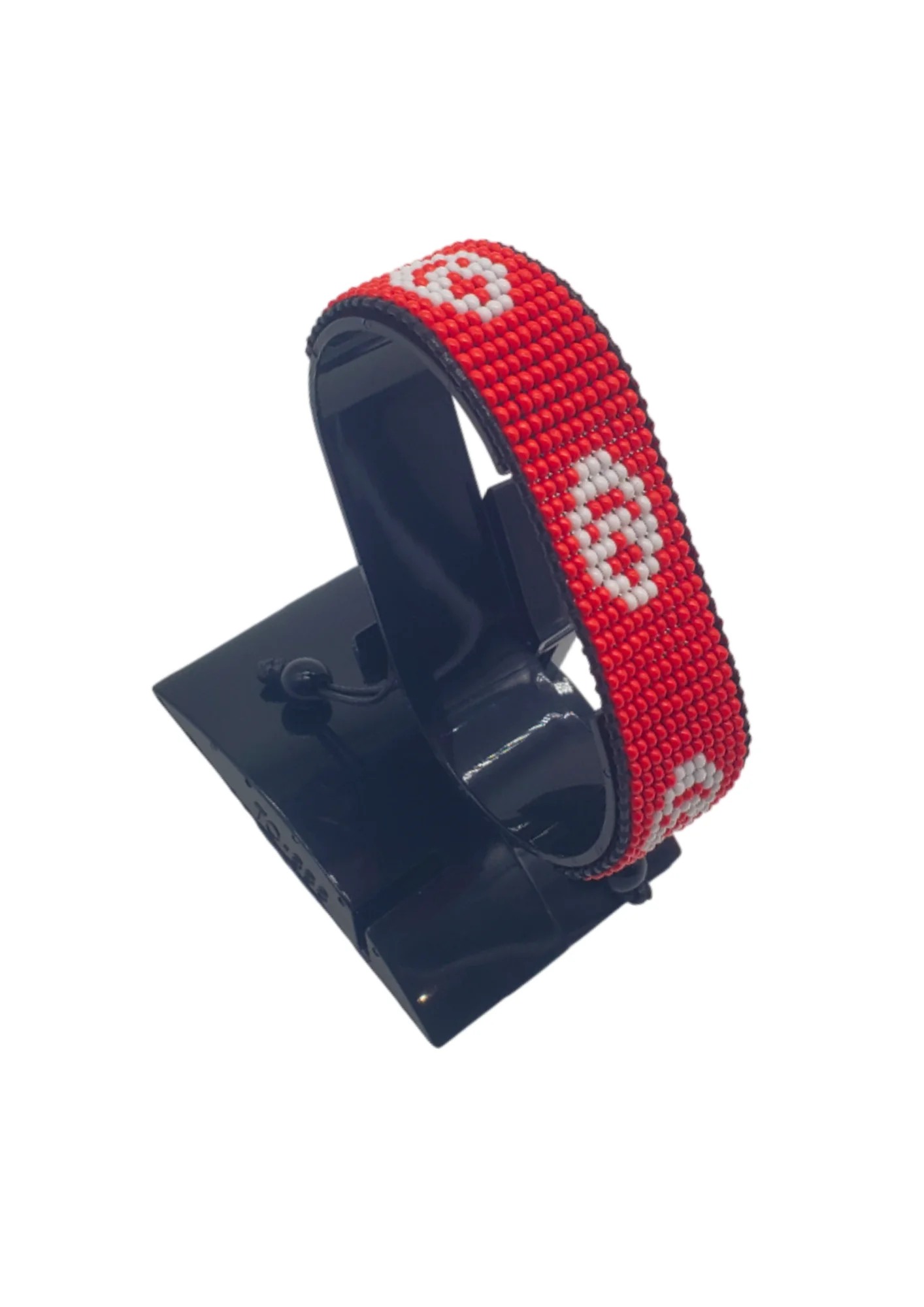 Tunisia Flag Bracelet Adjustable handcrafted with beadwork in the colors of the Tunisia flag.