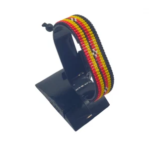 Uganda Flag Bracelet Adjustable handcrafted with beadwork in the colors of the Uganda flag.