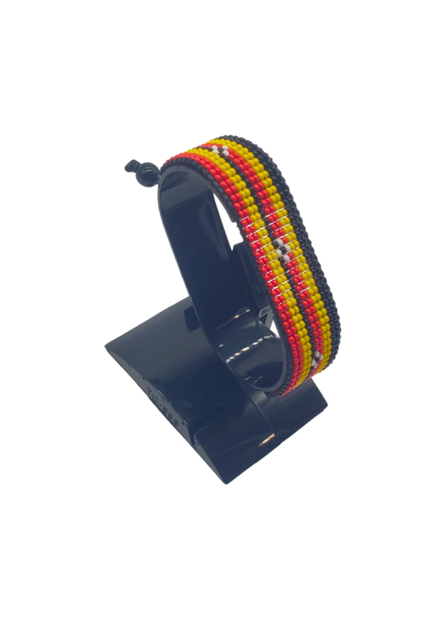 Uganda Flag Bracelet Adjustable handcrafted with beadwork in the colors of the Uganda flag.