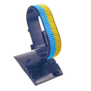 Ukraine Flag Bracelet Adjustable handcrafted with beadwork in the colors of the Ukraine flag.